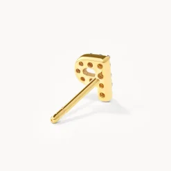 Sale Diamond Letter P Single Stud Earring in 10k Gold Letter Jewellery | Natural Diamonds