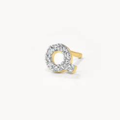 Fashion Diamond Letter Q Single Stud Earring in 10k Gold Letter Jewellery | Natural Diamonds