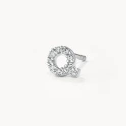 New Diamond Letter Q Single Stud Earring in Silver Letter Jewellery | Natural Diamonds