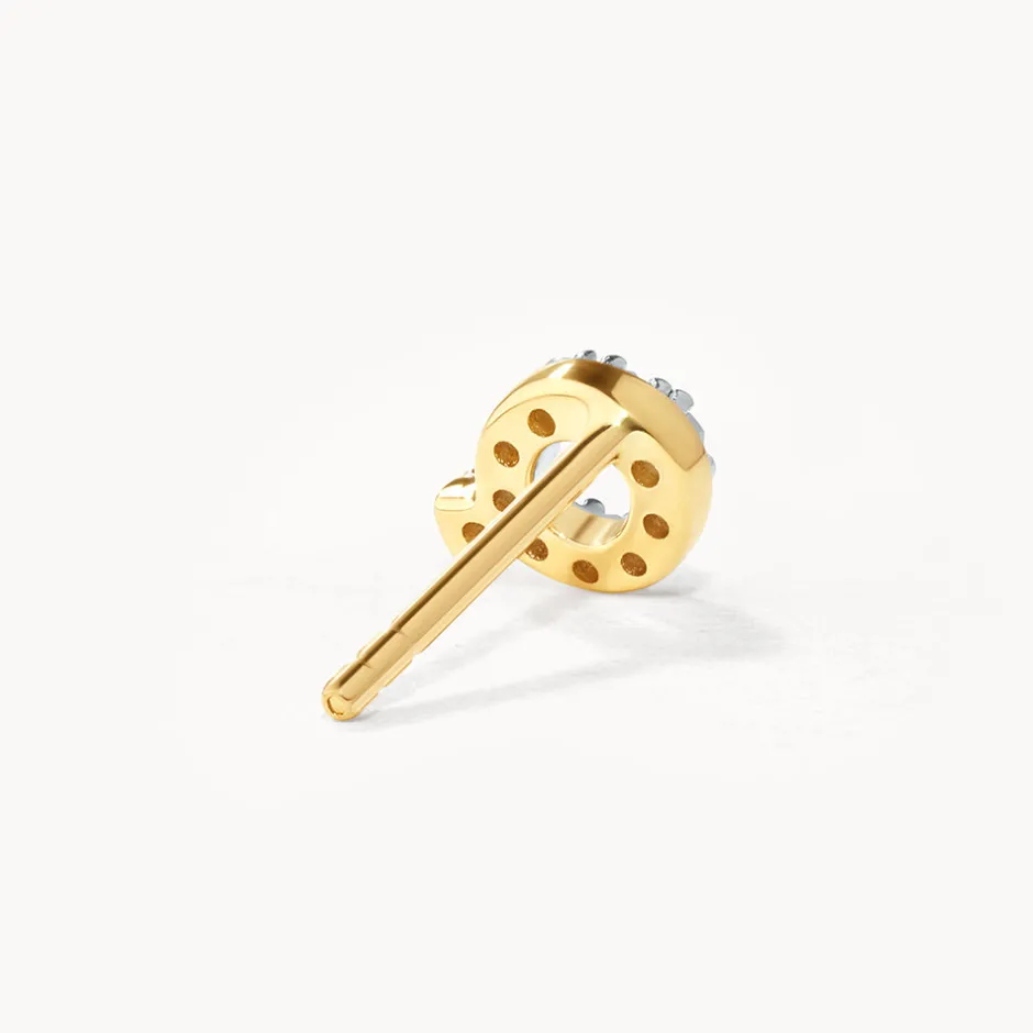 Fashion Diamond Letter Q Single Stud Earring in 10k Gold Letter Jewellery | Natural Diamonds
