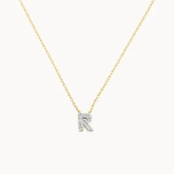 Hot Diamond Letter R Necklace in 10k Gold Letter Jewellery | Natural Diamonds