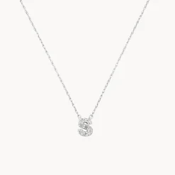 Best Diamond Letter S Necklace in Silver Letter Jewellery | Natural Diamonds