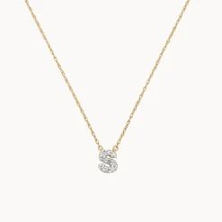 Hot Diamond Letter S Necklace in 10k Gold Letter Jewellery | Natural Diamonds