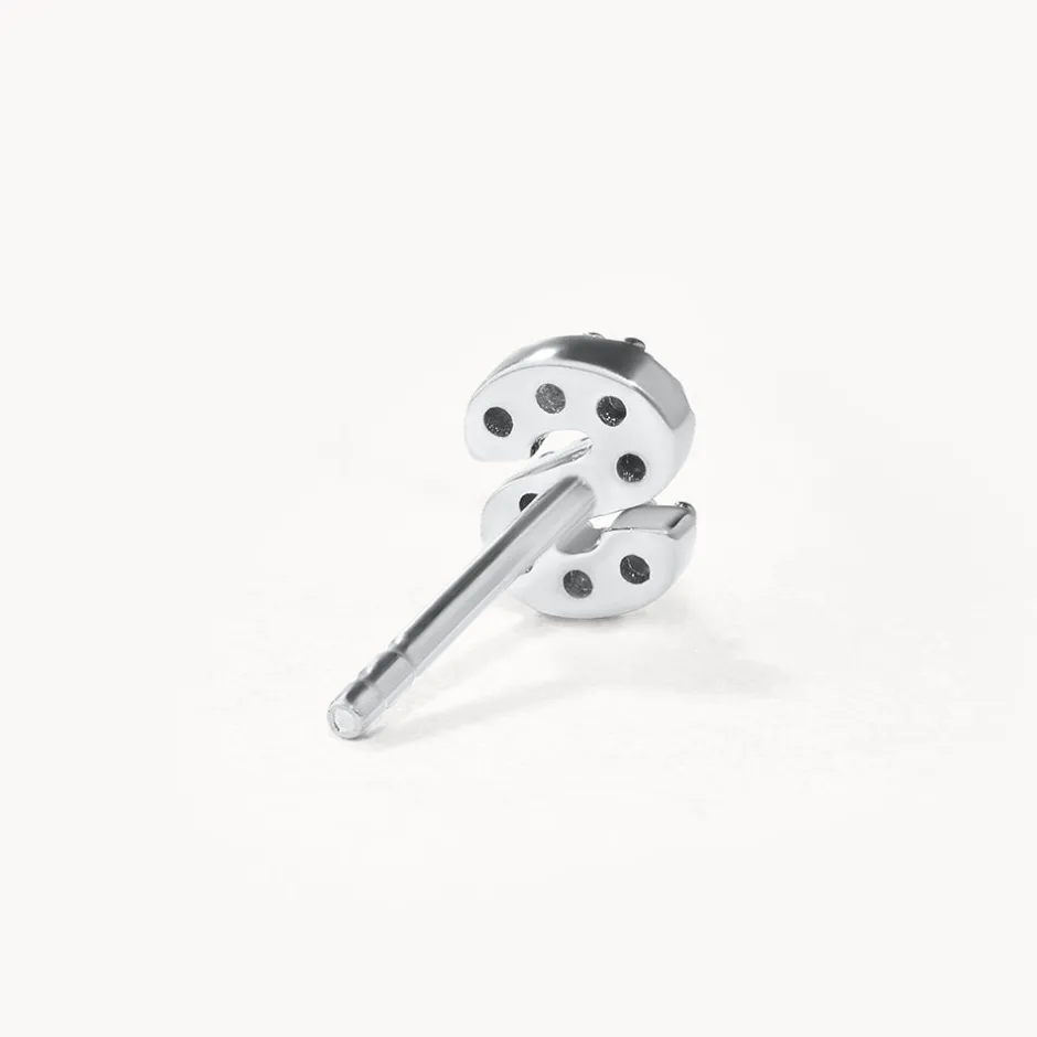 Fashion Diamond Letter S Single Stud Earring in Silver Letter Jewellery | Natural Diamonds