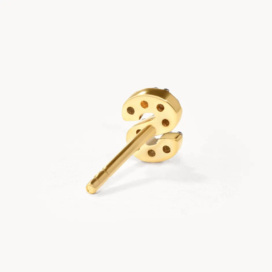 Best Diamond Letter S Single Stud Earring in 10k Gold Letter Jewellery | Natural Diamonds