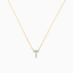 Best Diamond Letter T Necklace in 10k Gold Letter Jewellery | Natural Diamonds