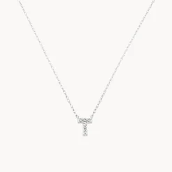 Hot Diamond Letter T Necklace in Silver Letter Jewellery | Natural Diamonds