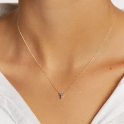 Best Diamond Letter T Necklace in 10k Gold Letter Jewellery | Natural Diamonds