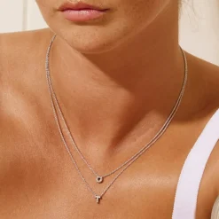 Hot Diamond Letter T Necklace in Silver Letter Jewellery | Natural Diamonds