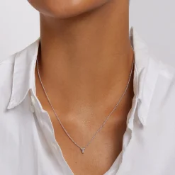 Hot Diamond Letter T Necklace in Silver Letter Jewellery | Natural Diamonds