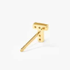 Outlet Diamond Letter T Single Stud Earring in 10k Gold Letter Jewellery | Natural Diamonds