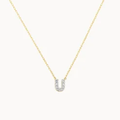 Discount Diamond Letter U Necklace in 10k Gold Letter Jewellery | Natural Diamonds