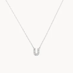 Sale Diamond Letter U Necklace in Silver Letter Jewellery | Natural Diamonds