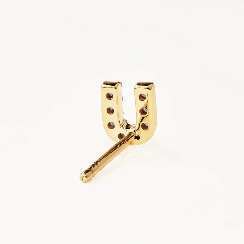 Hot Diamond Letter U Single Stud Earring in 10k Gold Letter Jewellery | Natural Diamonds