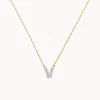 Fashion Diamond Letter V Necklace in 10k Gold Letter Jewellery | Natural Diamonds