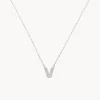Best Diamond Letter V Necklace in Silver Letter Jewellery | Natural Diamonds