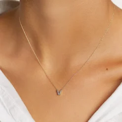 Fashion Diamond Letter V Necklace in 10k Gold Letter Jewellery | Natural Diamonds