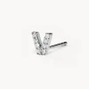 Sale Diamond Letter V Single Stud Earring in Silver Letter Jewellery | Natural Diamonds