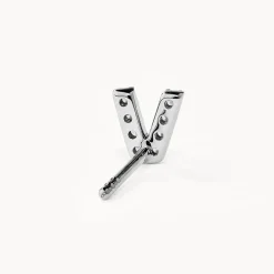 Sale Diamond Letter V Single Stud Earring in Silver Letter Jewellery | Natural Diamonds