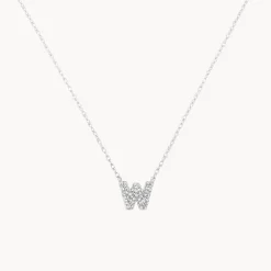 Best Diamond Letter W Necklace in Silver Letter Jewellery | Natural Diamonds