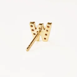 Online Diamond Letter W Single Stud Earring in 10k Gold Letter Jewellery | Natural Diamonds