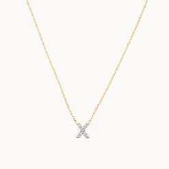 Sale Diamond Letter X Necklace in 10k Gold Letter Jewellery | Natural Diamonds