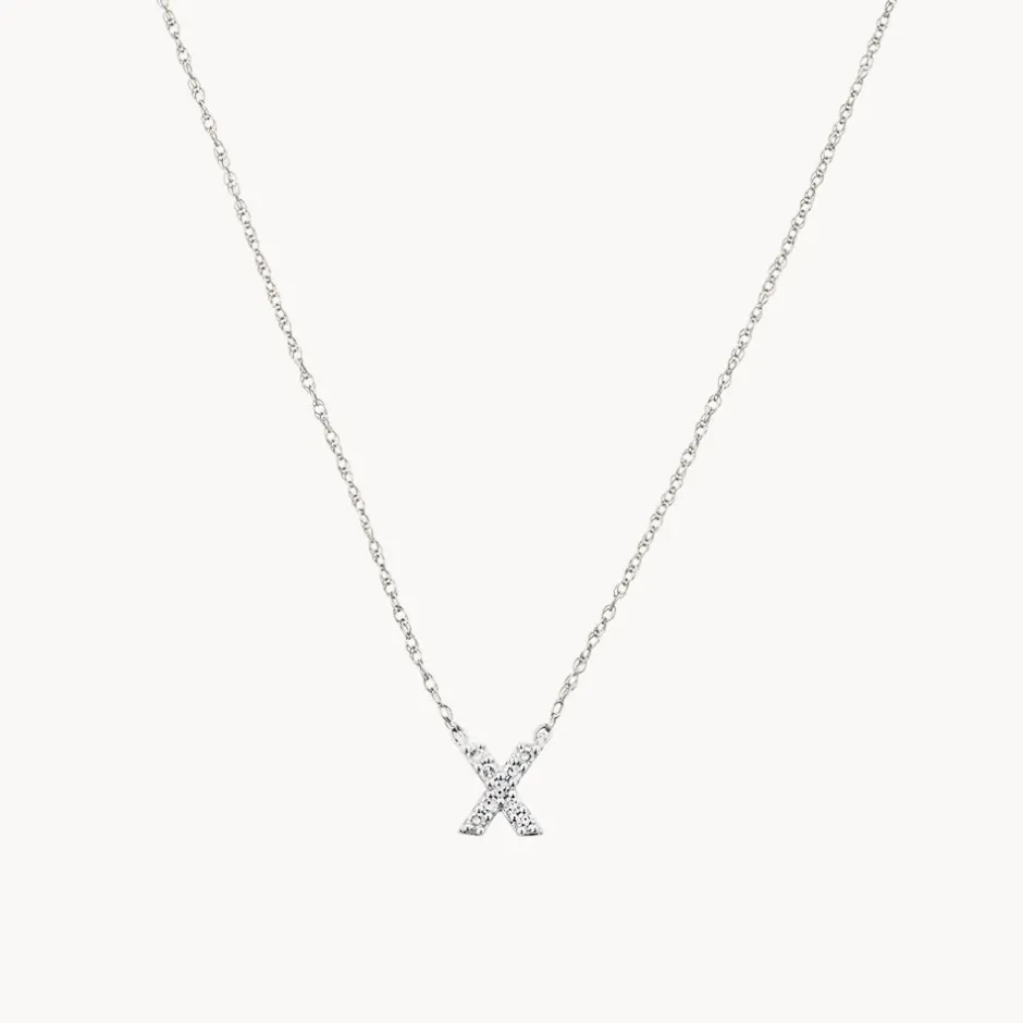 Best Diamond Letter X Necklace in Silver Letter Jewellery | Natural Diamonds