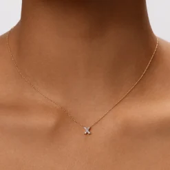 Sale Diamond Letter X Necklace in 10k Gold Letter Jewellery | Natural Diamonds
