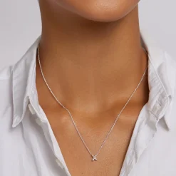 Best Diamond Letter X Necklace in Silver Letter Jewellery | Natural Diamonds