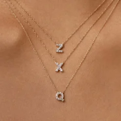 Sale Diamond Letter X Necklace in 10k Gold Letter Jewellery | Natural Diamonds