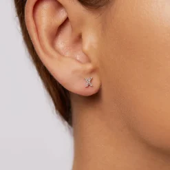 New Diamond Letter X Single Stud Earring in Silver Letter Jewellery | Natural Diamonds