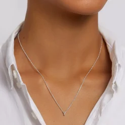 New Diamond Letter Y Necklace in Silver Letter Jewellery | Natural Diamonds