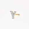 Fashion Diamond Letter Y Single Stud Earring in 10k Gold Letter Jewellery | Natural Diamonds