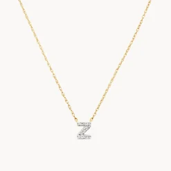 Online Diamond Letter Z Necklace in 10k Gold Letter Jewellery | Natural Diamonds