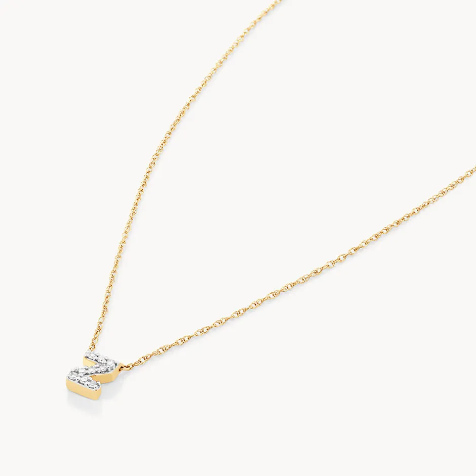 Online Diamond Letter Z Necklace in 10k Gold Letter Jewellery | Natural Diamonds