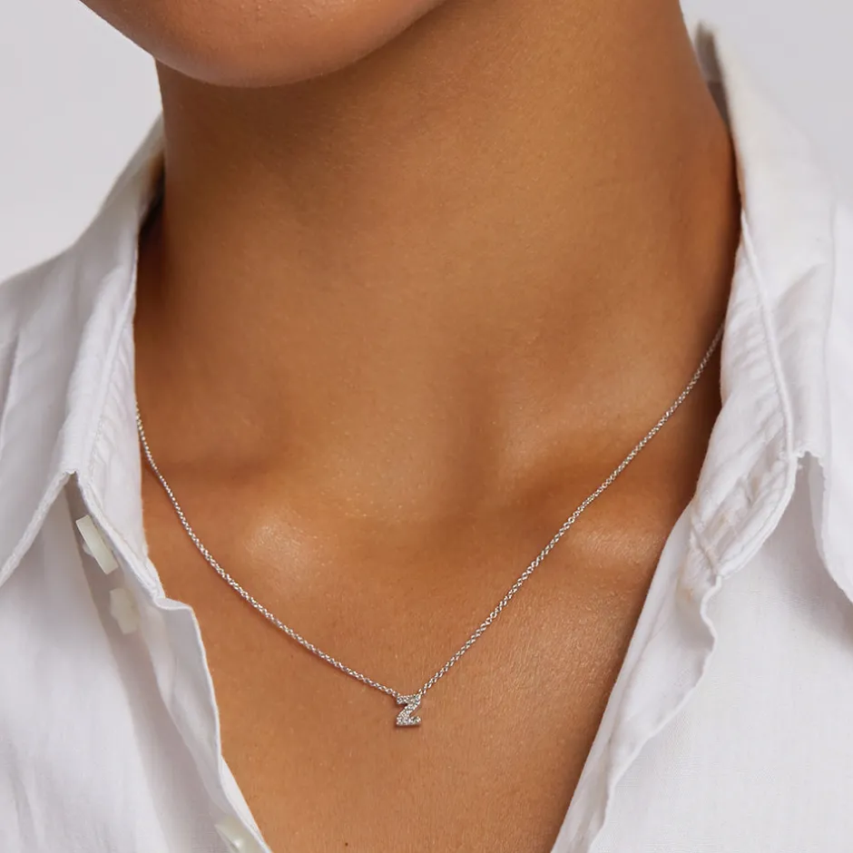Hot Diamond Letter Z Necklace in Silver Letter Jewellery | Natural Diamonds