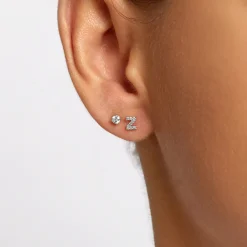 Best Diamond Letter Z Single Stud Earring in Silver Letter Jewellery | Natural Diamonds