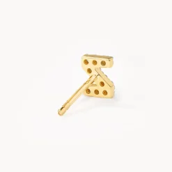 Hot Diamond Letter Z Single Stud Earring in 10k Gold Letter Jewellery | Natural Diamonds