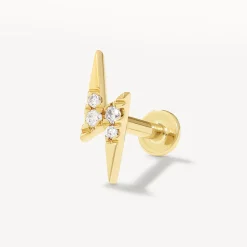 Outlet Diamond Lightning Bolt Helix Single Stud Earring in 10k Gold Symbolic Jewellery | Natural Diamonds