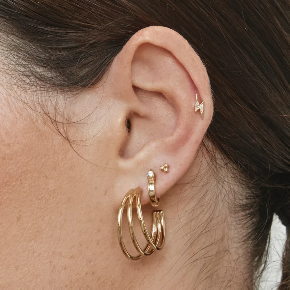 Outlet Diamond Lightning Bolt Helix Single Stud Earring in 10k Gold Symbolic Jewellery | Natural Diamonds