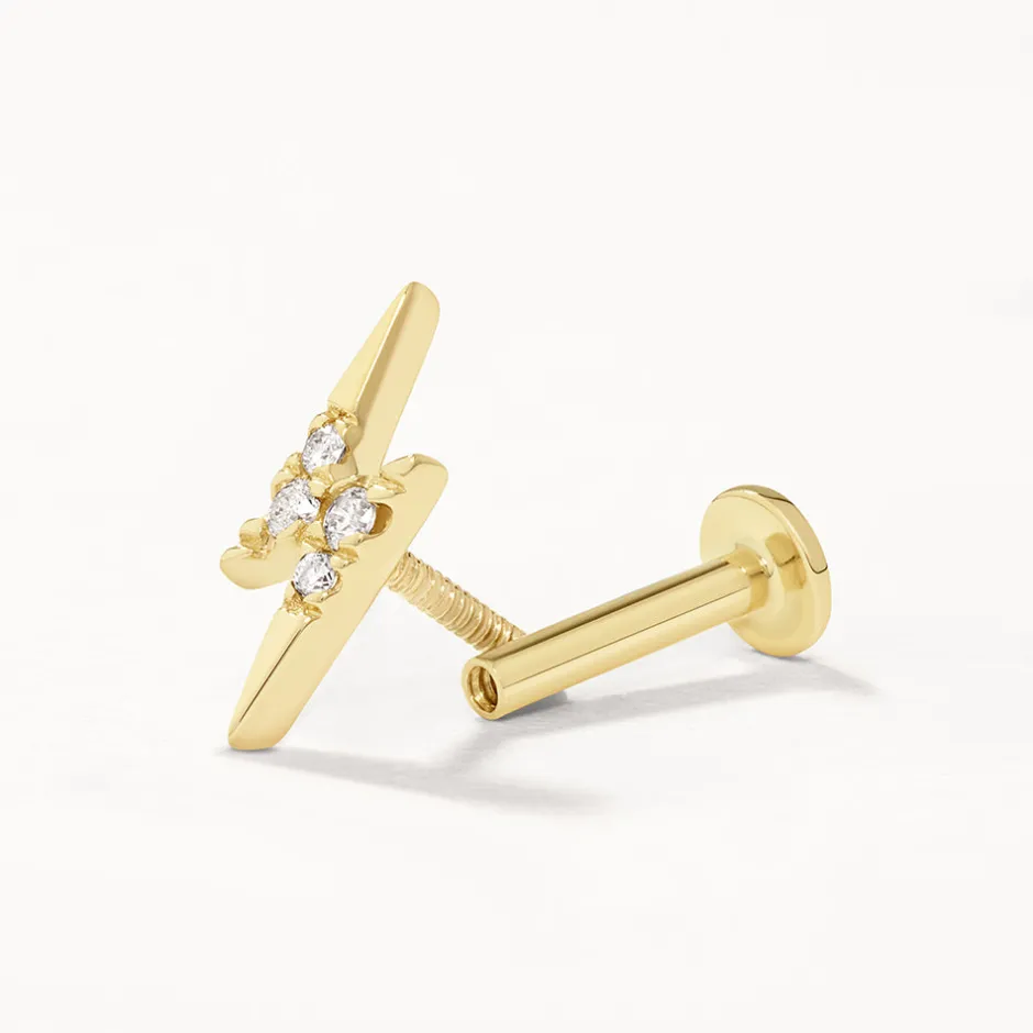 Outlet Diamond Lightning Bolt Helix Single Stud Earring in 10k Gold Symbolic Jewellery | Natural Diamonds