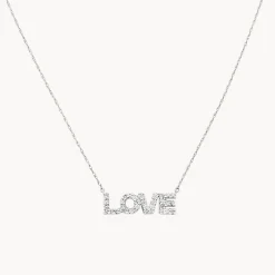 Outlet Diamond Love Necklace in Silver Letter Jewellery | Natural Diamonds