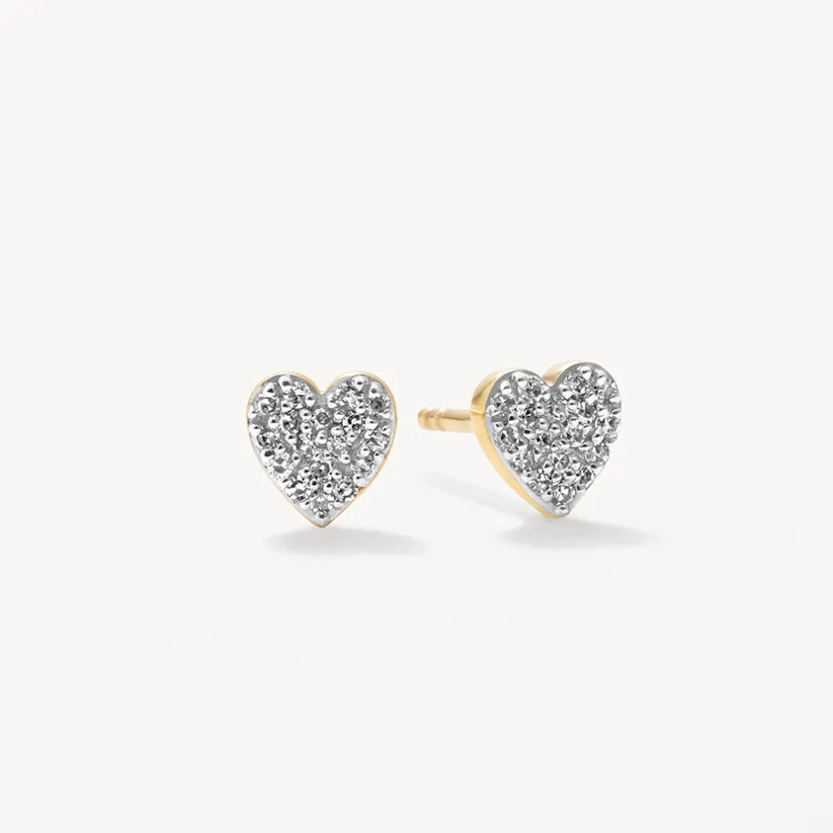 Online Diamond Micro Pave Heart Stud Earrings in 10k Gold Best Selling Gifts | Gifts For Her