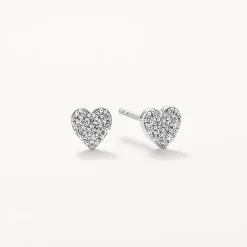 New Diamond Micro Pave Heart Stud Earrings in Silver Best Selling Gifts | Gifts For Her