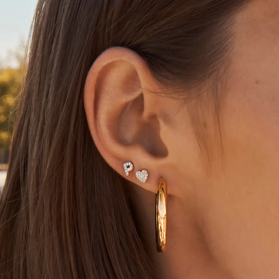 Online Diamond Micro Pave Heart Stud Earrings in 10k Gold Best Selling Gifts | Gifts For Her