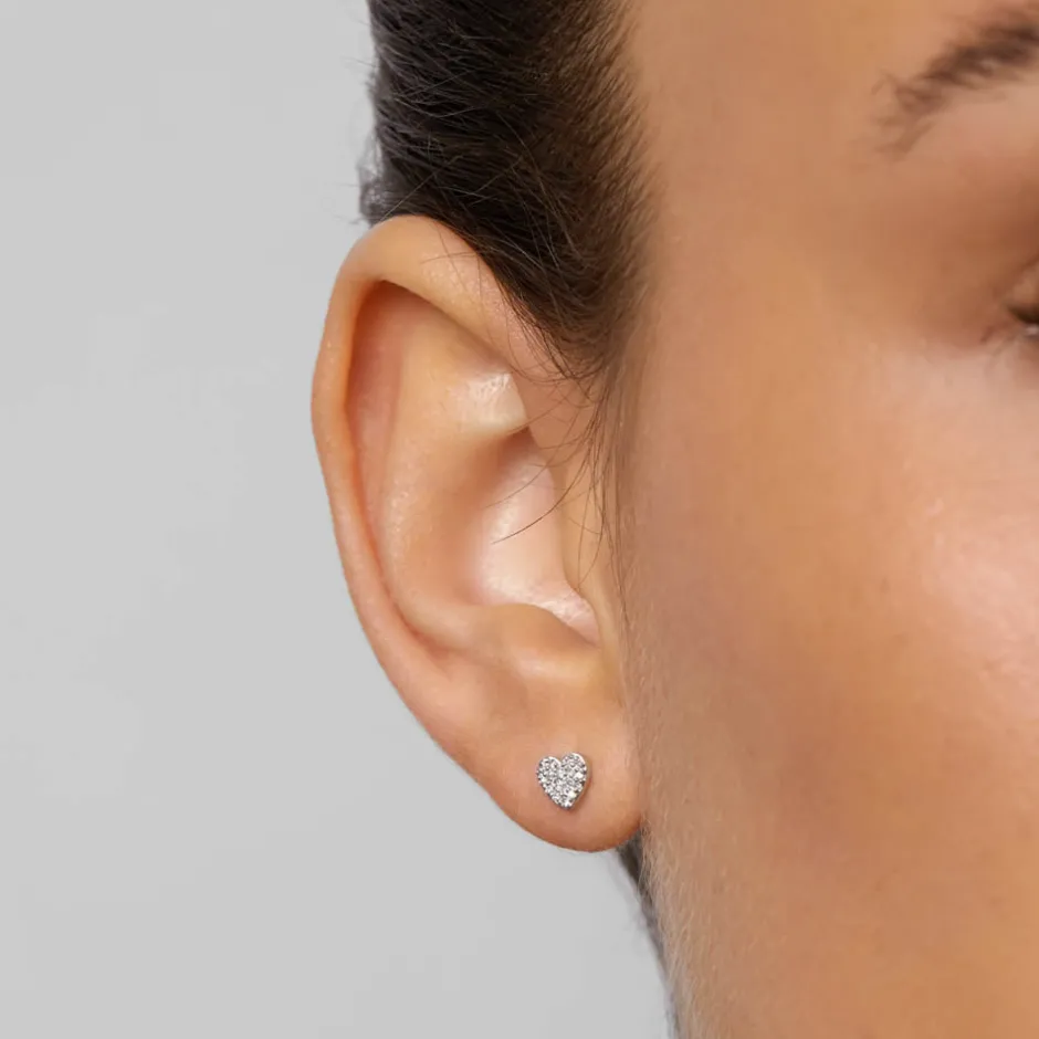Online Diamond Micro Pave Heart Stud Earrings in 10k Gold Best Selling Gifts | Gifts For Her