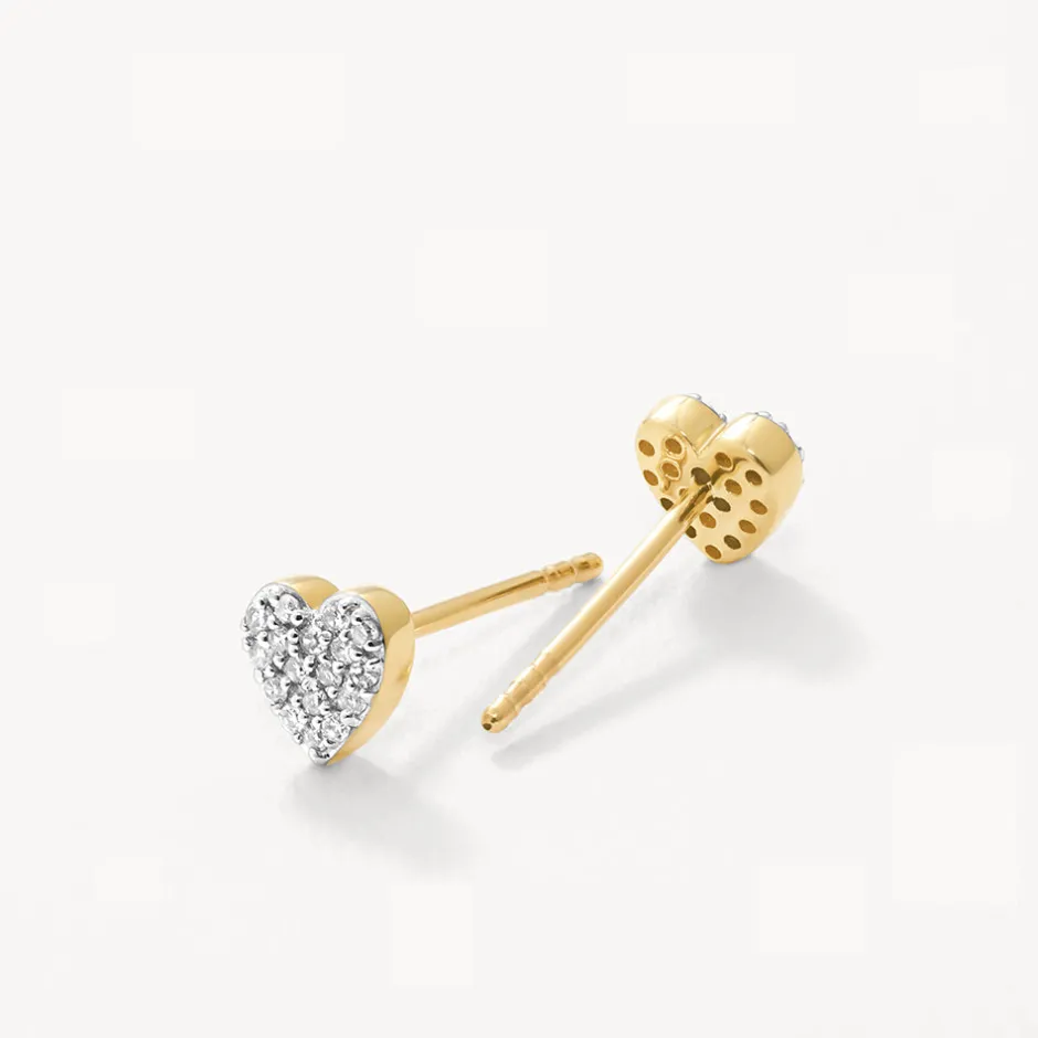 Online Diamond Micro Pave Heart Stud Earrings in 10k Gold Best Selling Gifts | Gifts For Her