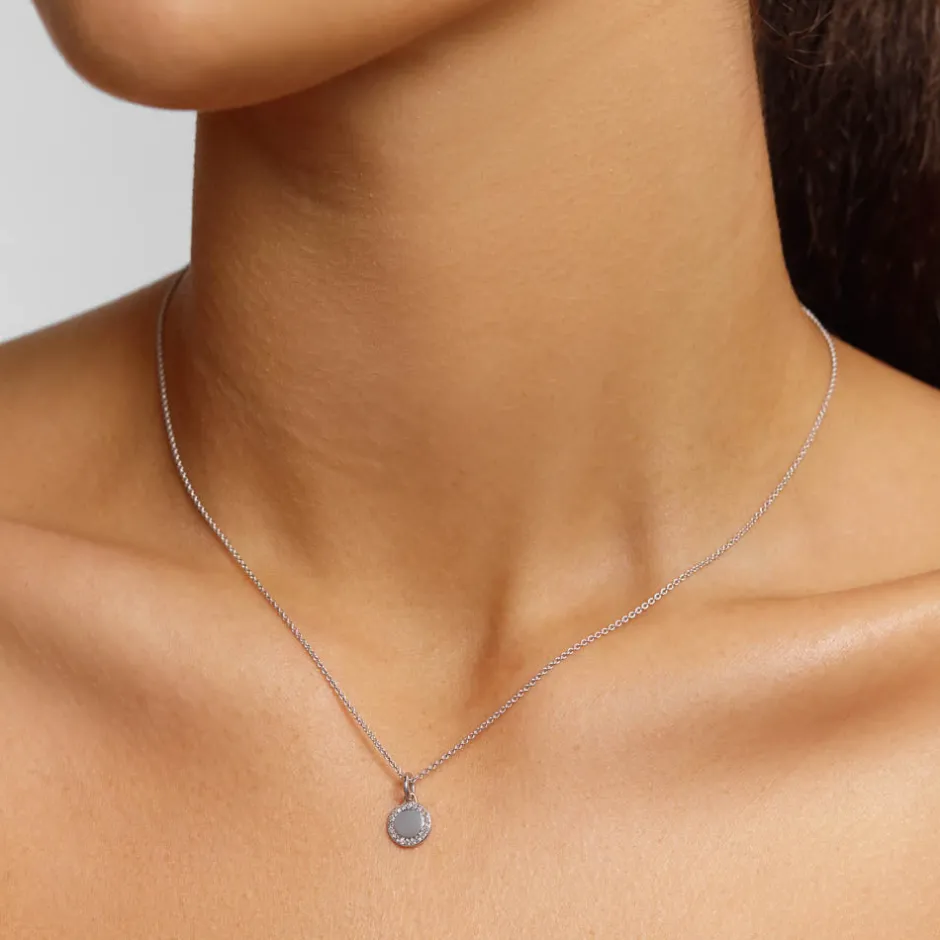 New Diamond Mini Disc Necklace in Silver Bridal Gifts | Family Gifts