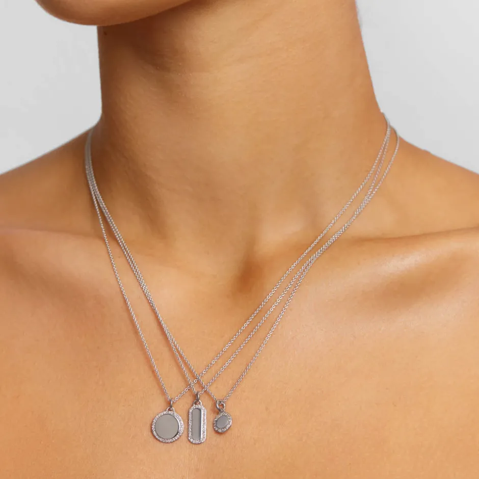 New Diamond Mini Disc Necklace in Silver Bridal Gifts | Family Gifts