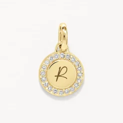 Online Diamond Mini Engravable Disc Necklace in 10k Gold Bridal Gifts | Family Gifts